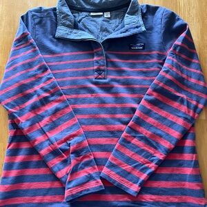 L.L. Bean Navy and Red Striped Shirt
